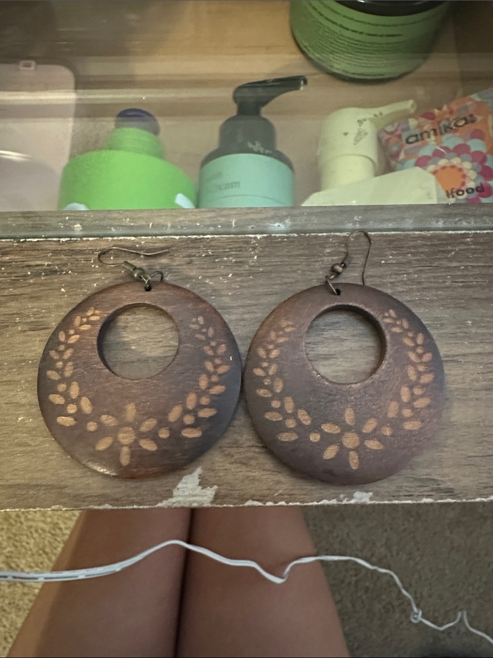 Wooden Round Cutout Earrings in Brown - Stylish Home Accent